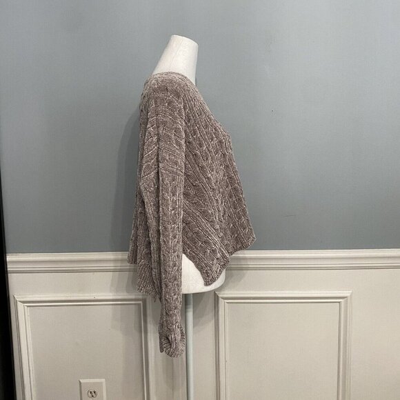 Cliche Chenille Sweater Cropped Size XS Cable Women's Pullover High Low Soft - Picture 3 of 7